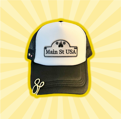 Main St USA black trucker hat